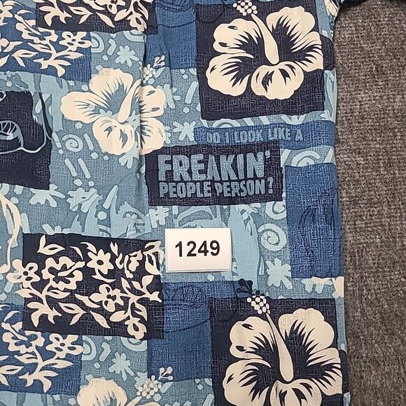 Big Dog Mens Shirt 3X Blue Graphic Short Sleeve Beach Boho Floral Vacation - Picture 9 of 9